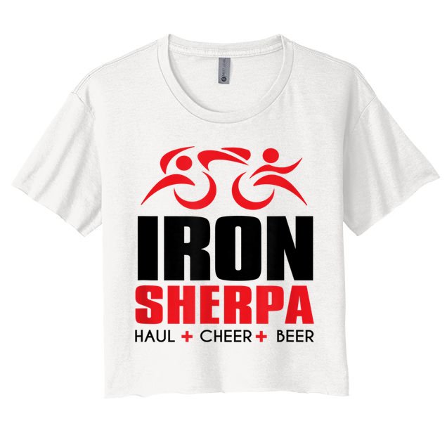 IRON SHERPA Sherpa Triathlon Triathlete Haul Cheer Beer Crop Top