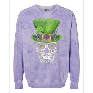 Irish Skull St Patricks Day Funny shamrock Colorblast Crewneck Sweatshirt