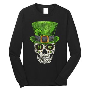 Irish Skull St Patricks Day Funny shamrock Long Sleeve Shirt