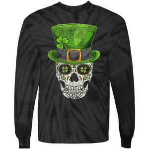 Irish Skull St Patricks Day Funny shamrock Tie-Dye Long Sleeve Shirt