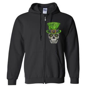 Irish Skull St Patricks Day Funny shamrock Full Zip Hoodie