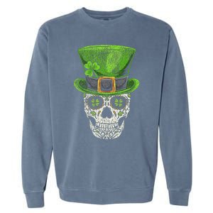 Irish Skull St Patricks Day Funny shamrock Garment-Dyed Sweatshirt