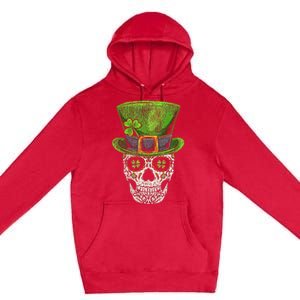 Irish Skull St Patricks Day Funny shamrock Premium Pullover Hoodie