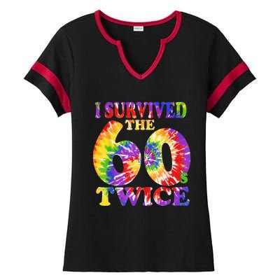 I Survived The Sixties 60s Twice Tie Dye 70th Birthday Ladies Halftime Notch Neck Tee