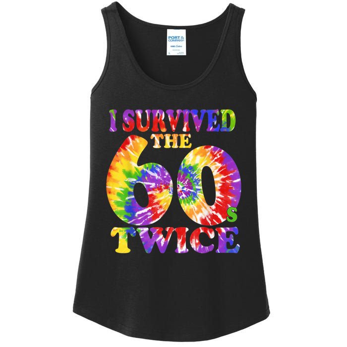 I Survived The Sixties 60s Twice Tie Dye 70th Birthday Ladies Essential Tank