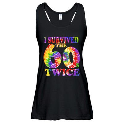 I Survived The Sixties 60s Twice Tie Dye 70th Birthday Ladies Essential Flowy Tank