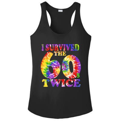 I Survived The Sixties 60s Twice Tie Dye 70th Birthday Ladies PosiCharge Competitor Racerback Tank