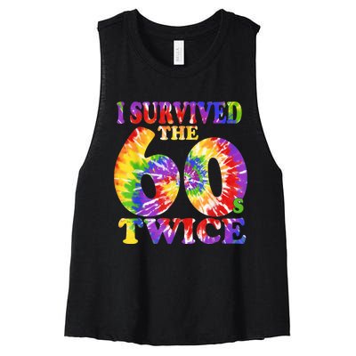 I Survived The Sixties 60s Twice Tie Dye 70th Birthday Women's Racerback Cropped Tank