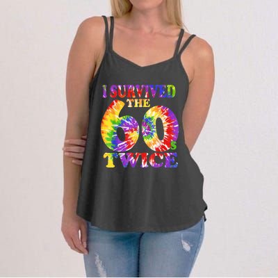 I Survived The Sixties 60s Twice Tie Dye 70th Birthday Women's Strappy Tank