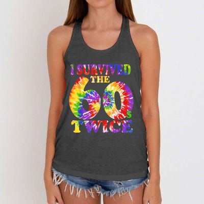 I Survived The Sixties 60s Twice Tie Dye 70th Birthday Women's Knotted Racerback Tank