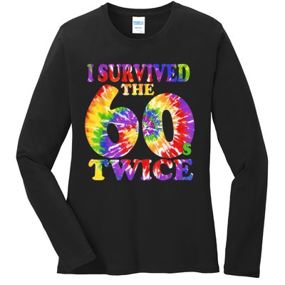 I Survived The Sixties 60s Twice Tie Dye 70th Birthday Ladies Long Sleeve Shirt