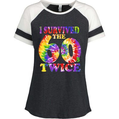 I Survived The Sixties 60s Twice Tie Dye 70th Birthday Enza Ladies Jersey Colorblock Tee