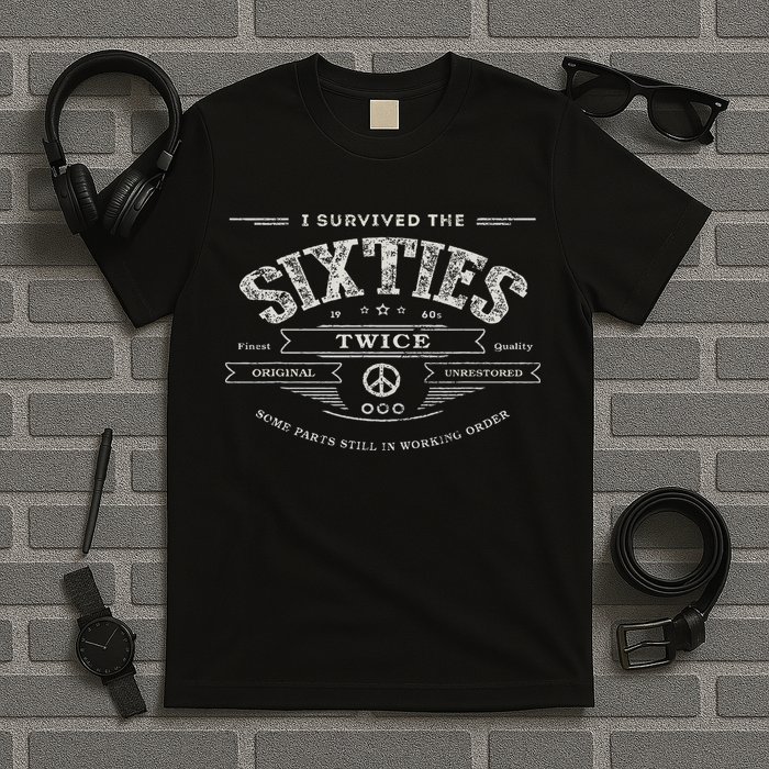 I Survived The Sixties Twice Built In 60s 70th 60th Birthday T-Shirt