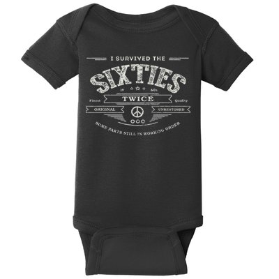 I Survived The Sixties Twice Built In 60s 70th 60th Birthday Baby Bodysuit