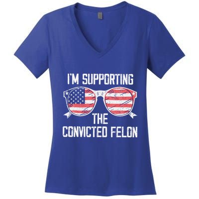 IM Supporting The Convicted Felon Women's V-Neck T-Shirt