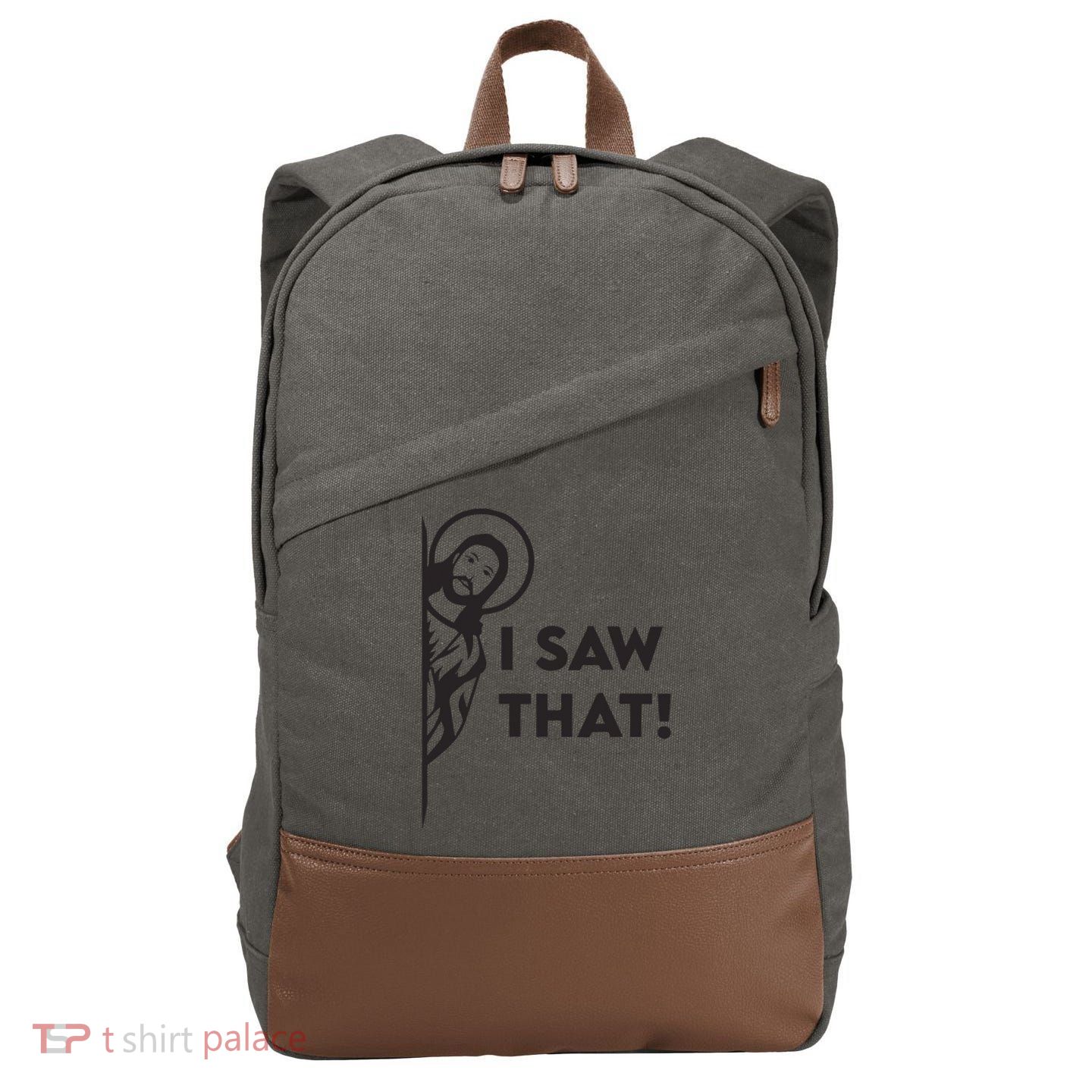 I Saw That Funny Jesus Meme Christian Cotton Canvas Backpack