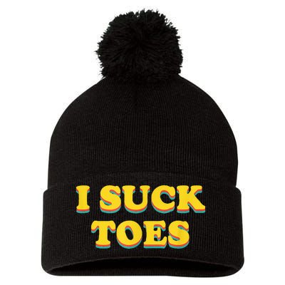 I Suck Toes Foot Fetish Pom Pom 12in Knit Beanie