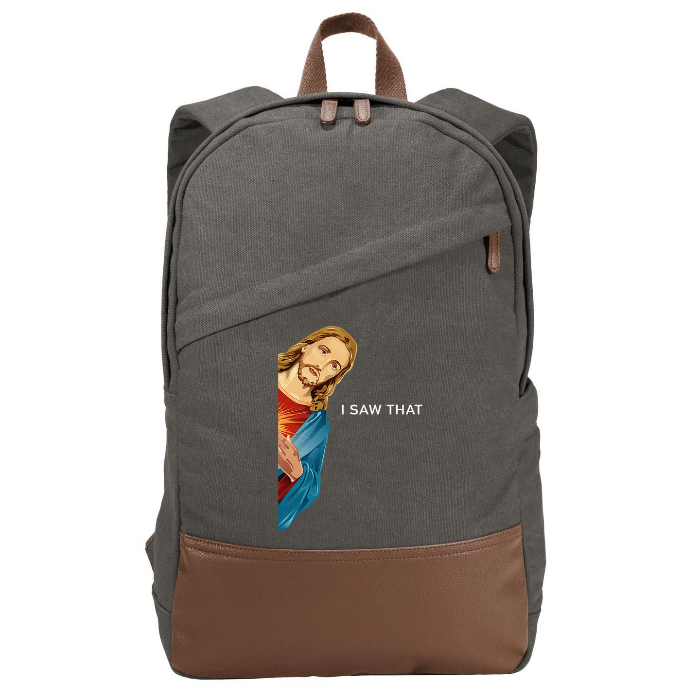I Saw That Funny Jesus Christian Cotton Canvas Backpack