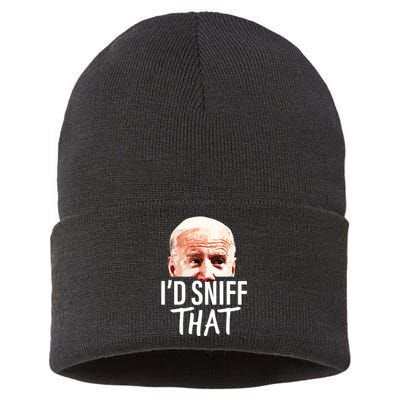 Id Sniff That Anti Joe Biden Funny Parody Sustainable Knit Beanie