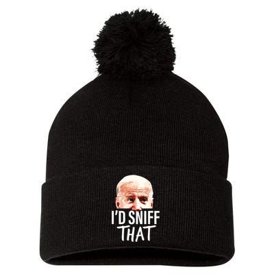 Id Sniff That Anti Joe Biden Funny Parody Pom Pom 12in Knit Beanie