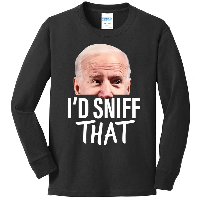 ID Sniff That. Anti Joe Biden Funny Parody Kids Long Sleeve Shirt