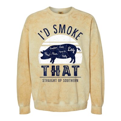 ID Smoke That Straight Up Southern Pork Cuts Grilling Bbq Colorblast Crewneck Sweatshirt