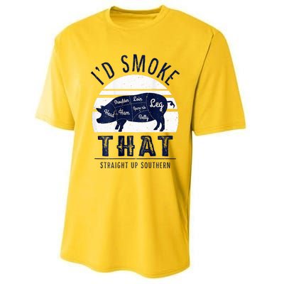 ID Smoke That Straight Up Southern Pork Cuts Grilling Bbq Performance Sprint T-Shirt