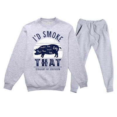 ID Smoke That Straight Up Southern Pork Cuts Grilling Bbq Premium Crewneck Sweatsuit Set