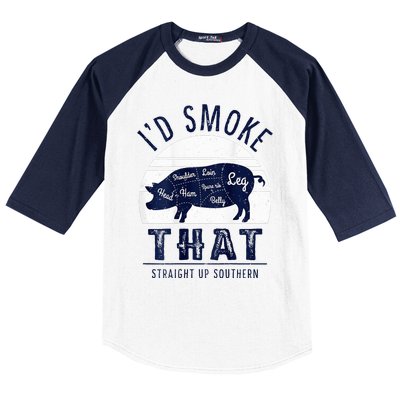 ID Smoke That Straight Up Southern Pork Cuts Grilling Bbq Baseball Sleeve Shirt