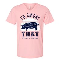 ID Smoke That Straight Up Southern Pork Cuts Grilling Bbq V-Neck T-Shirt