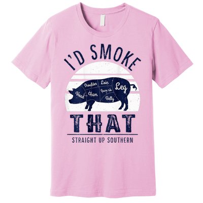 ID Smoke That Straight Up Southern Pork Cuts Grilling Bbq Premium T-Shirt