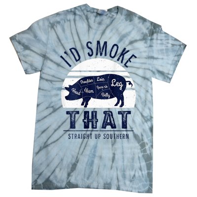 ID Smoke That Straight Up Southern Pork Cuts Grilling Bbq Tie-Dye T-Shirt