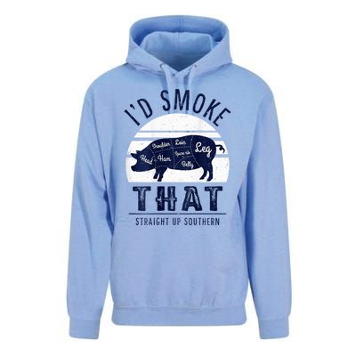 ID Smoke That Straight Up Southern Pork Cuts Grilling Bbq Unisex Surf Hoodie