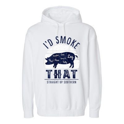 ID Smoke That Straight Up Southern Pork Cuts Grilling Bbq Garment-Dyed Fleece Hoodie