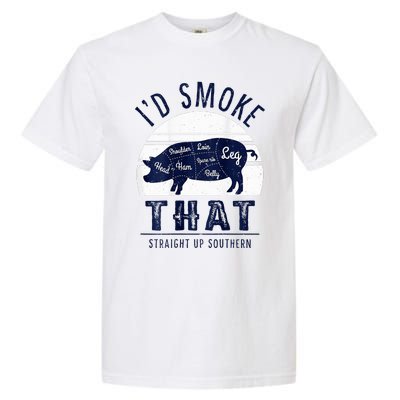 ID Smoke That Straight Up Southern Pork Cuts Grilling Bbq Garment-Dyed Heavyweight T-Shirt