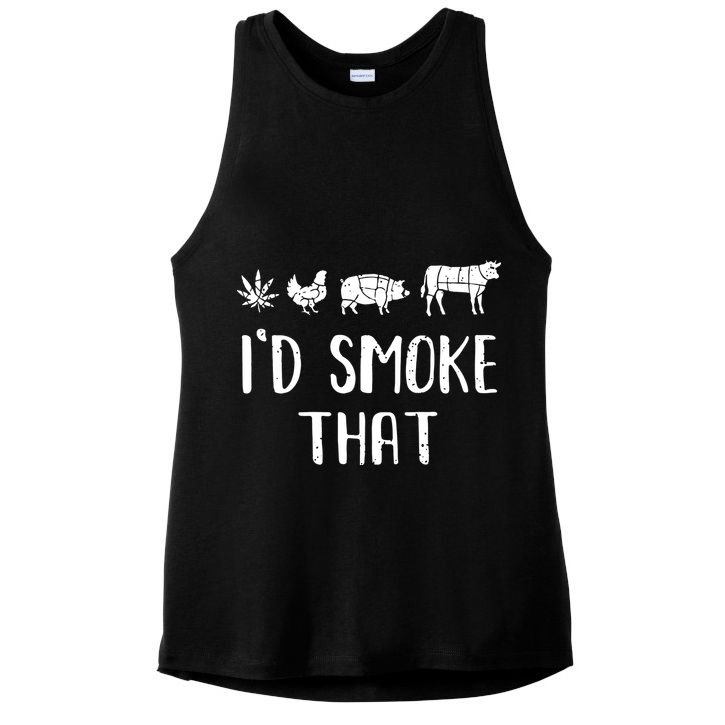 I'd Smoke That Funny BBQ Weed Cannabis Ladies PosiCharge Tri-Blend Wicking Tank