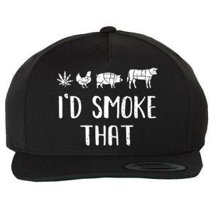 I'd Smoke That Funny BBQ Weed Cannabis Wool Snapback Cap