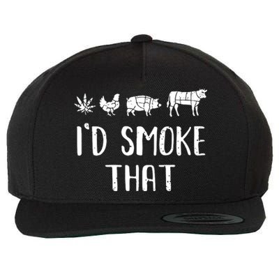 I'd Smoke That Funny BBQ Weed Cannabis Wool Snapback Cap