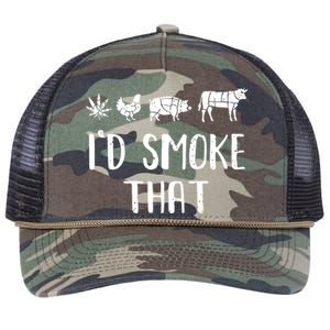 I'd Smoke That Funny BBQ Weed Cannabis Retro Rope Trucker Hat Cap