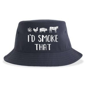 I'd Smoke That Funny BBQ Weed Cannabis Sustainable Bucket Hat