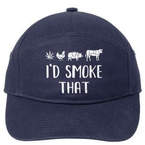 I'd Smoke That Funny BBQ Weed Cannabis 7-Panel Snapback Hat