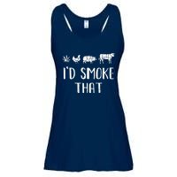 I'd Smoke That Funny BBQ Weed Cannabis Ladies Essential Flowy Tank