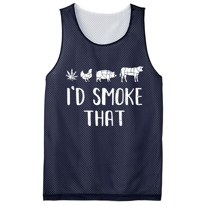 I'd Smoke That Funny BBQ Weed Cannabis Mesh Reversible Basketball Jersey Tank