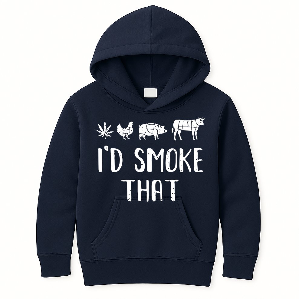 I'd Smoke That Funny BBQ Weed Cannabis Kids Hoodie
