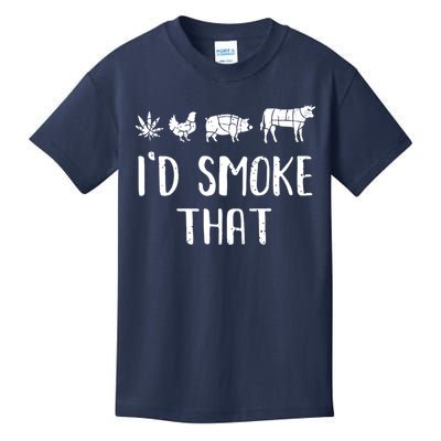 I'd Smoke That Funny BBQ Weed Cannabis Kids T-Shirt