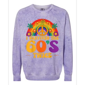 I Survived The 60s Twice Sixties 70th 70s Year Old Birthday Colorblast Crewneck Sweatshirt