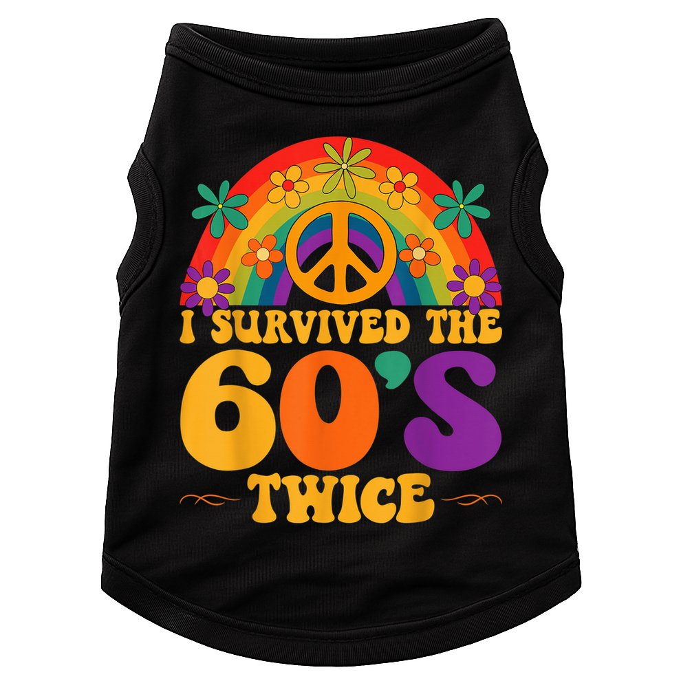 I Survived The 60s Twice Sixties 70th 70s Year Old Birthday Doggie Tank