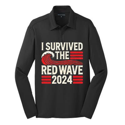 I Survived The Red Wave 2024 Silk Touch Performance Long Sleeve Polo