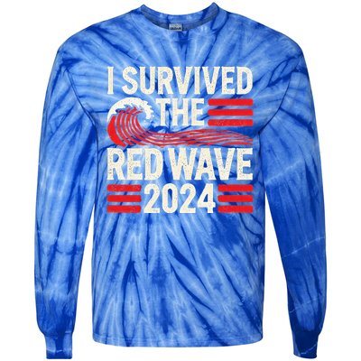 I Survived The Red Wave 2024 Tie-Dye Long Sleeve Shirt