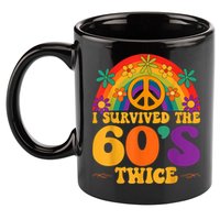 I Survived The 60s Twice Sixties 70th 70s Year Old Birthday 11oz C Handle Ceramic Mug